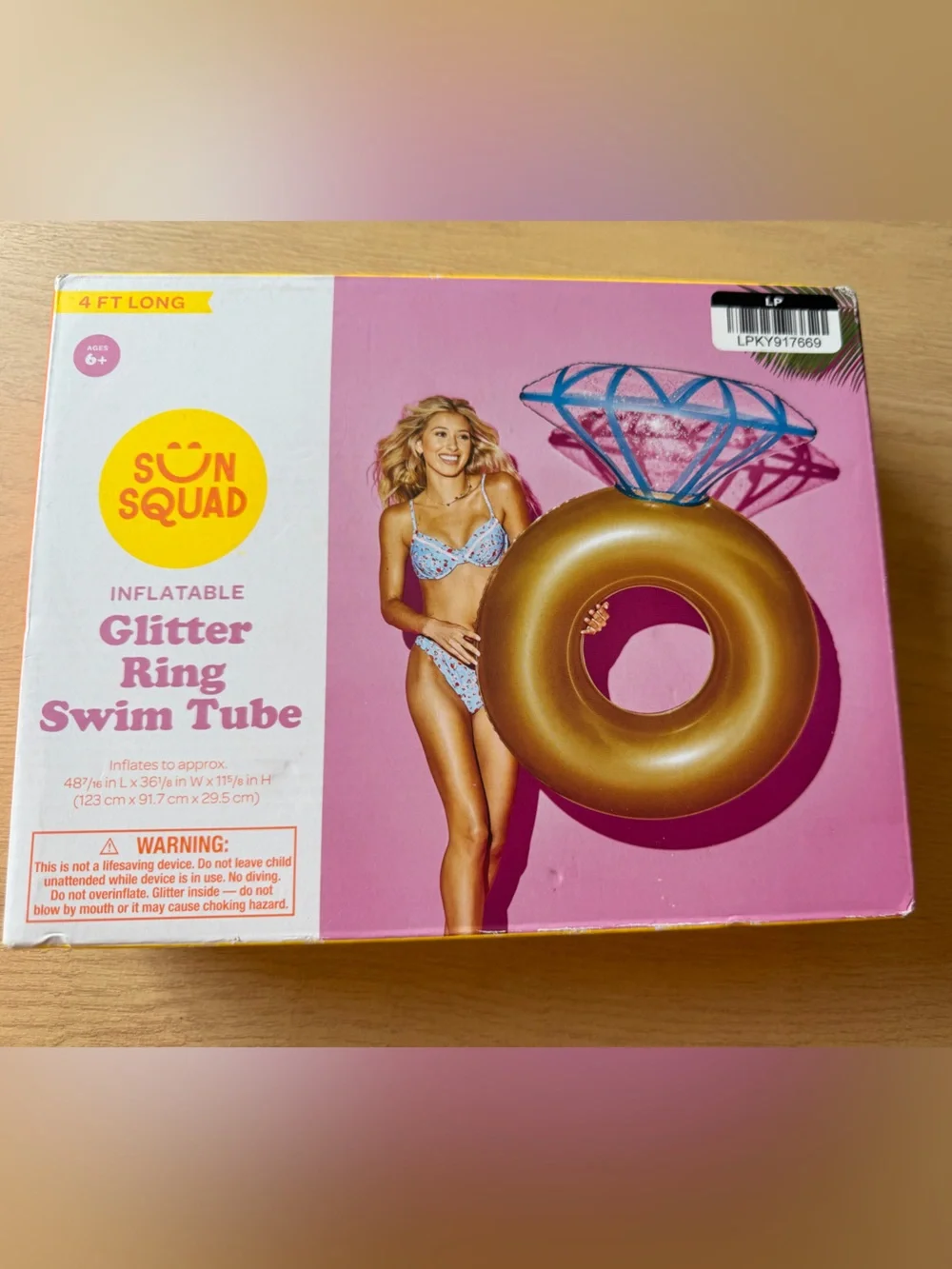 Sun Squad Gold Glitter Ring Swim Tube - Inflatable Pool Float